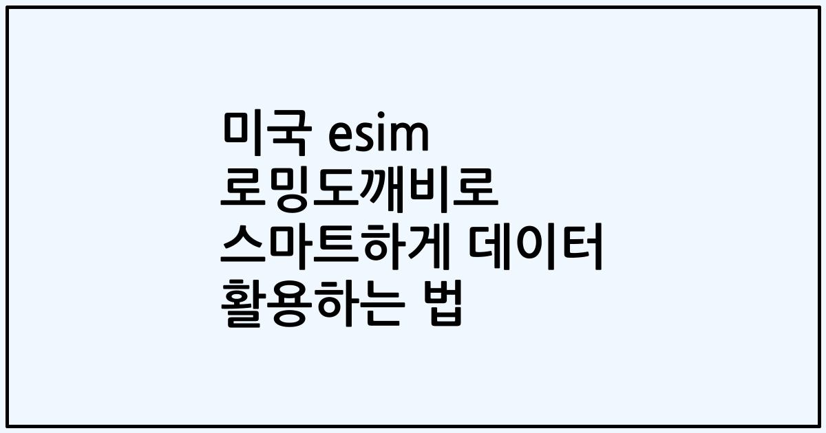 미국 esim 로밍도깨비로 스마트하게 데이터 활용하는 법