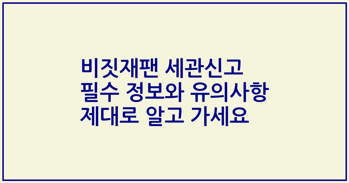 비짓재팬 세관신고 필수 정보와 유의사항 제대로 알고 가세요
