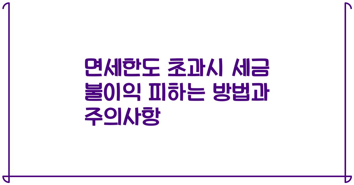 면세한도 초과시 세금 불이익 피하는 방법과 주의사항