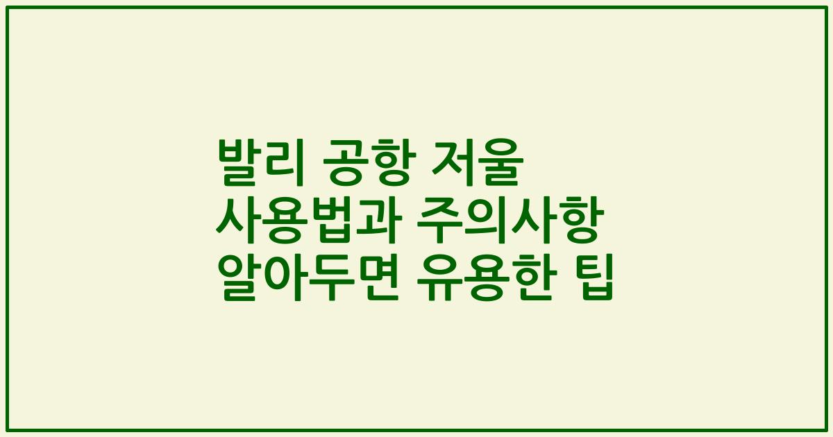 발리 공항 저울 사용법과 주의사항 알아두면 유용한 팁