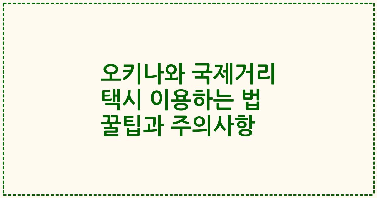 오키나와 국제거리 택시 이용하는 법 꿀팁과 주의사항