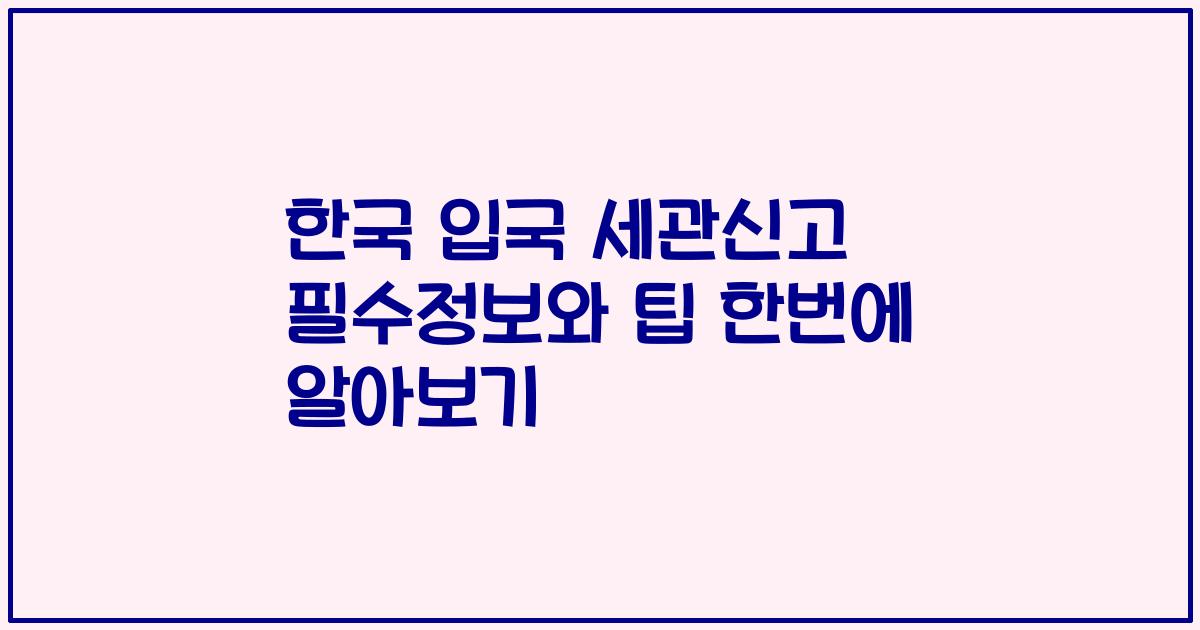 한국 입국 세관신고 필수정보와 팁 한번에 알아보기
